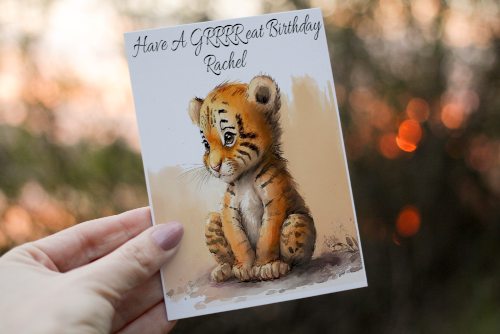 Tiger Birthday Card, Tiger Birthday Card, Personalised Tiger - Click Image to Close